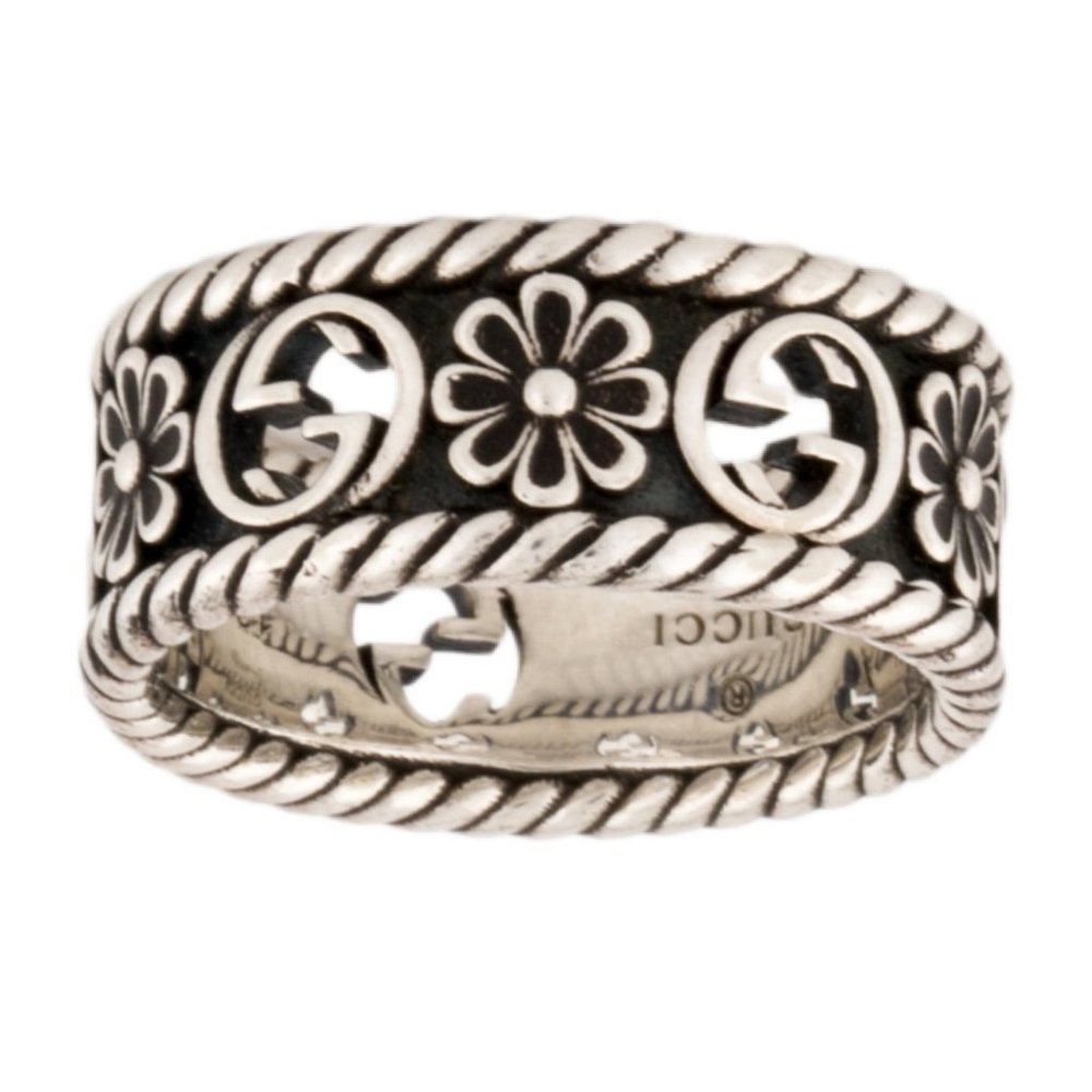 GUCCI STERLING SILVER 925 MADE IN ITALY INTERLOCKING G BAND RING - Picture 3 of 8